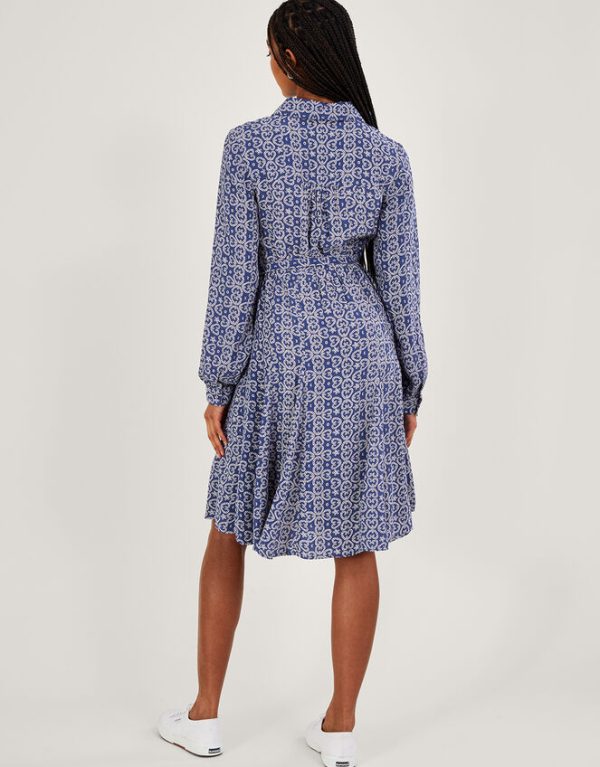 Monsoon Josephina Print Shirt Dress Blue - Image 3