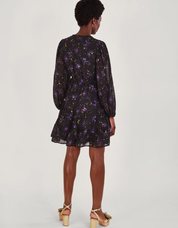 Monsoon Felicia Printed Long Sleeve Mini Dress Blue - Image 3