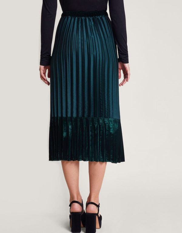 Monsoon Brielle Pleated Midi Skirt Green - Image 4