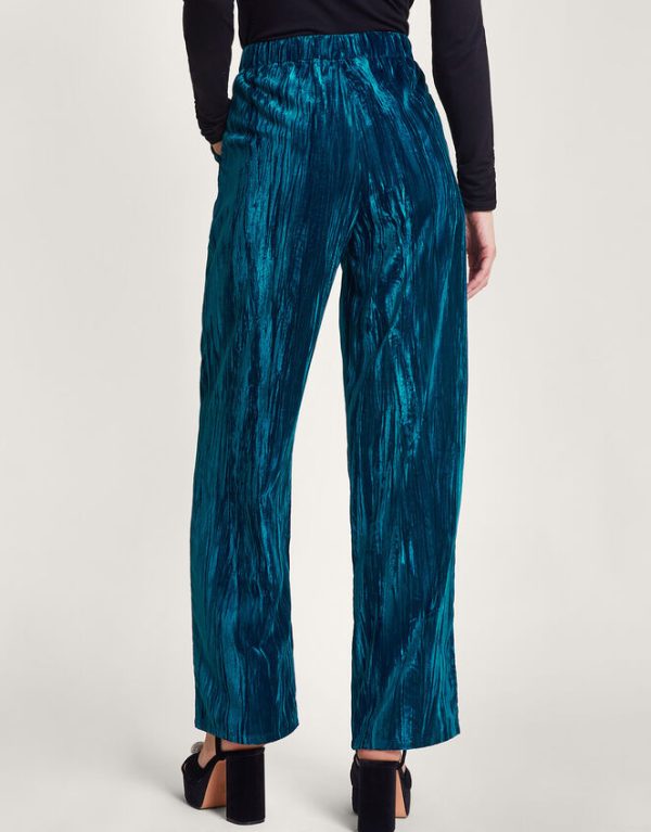 Monsoon Callie Velvet Trousers Teal - Image 3