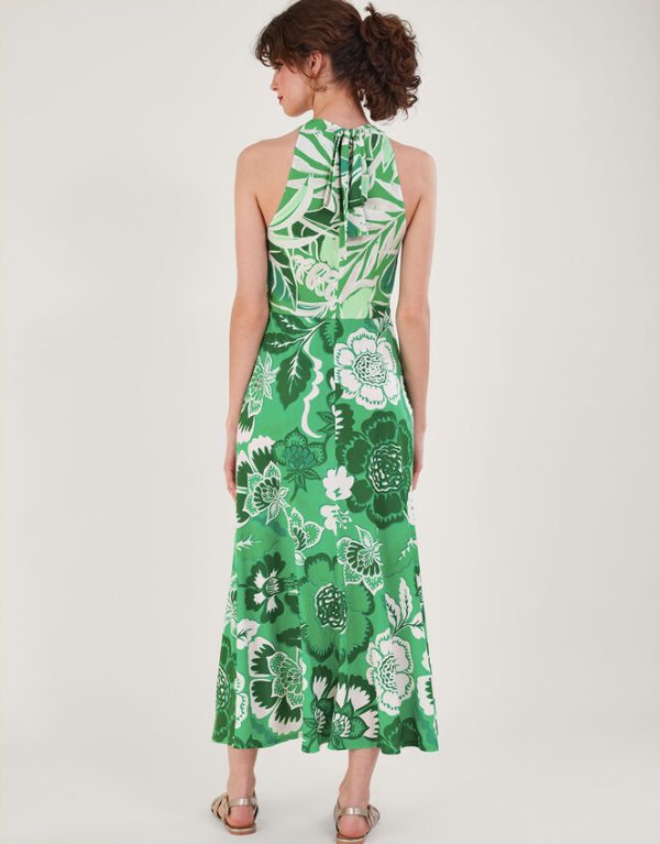 Monsoon Clo Botanical Print Crossover Maxi Dress Green - Image 3