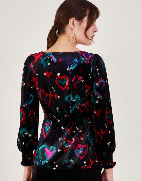 Monsoon Hattie Velvet Heart Top Black - Image 3