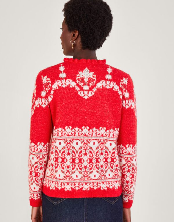 Monsoon Fabe Fair Isle Jumper Red - Image 3