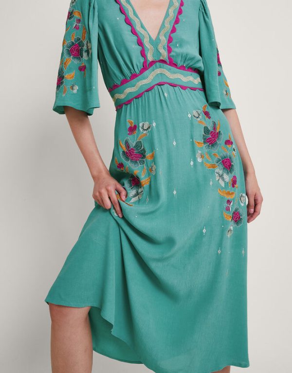 Monsoon Betsy Tea Dress Blue - Image 4