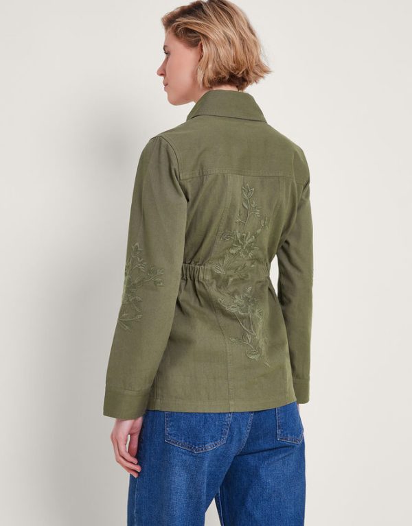 Monsoon Lyria Embroidered Utility Jacket Green - Image 4