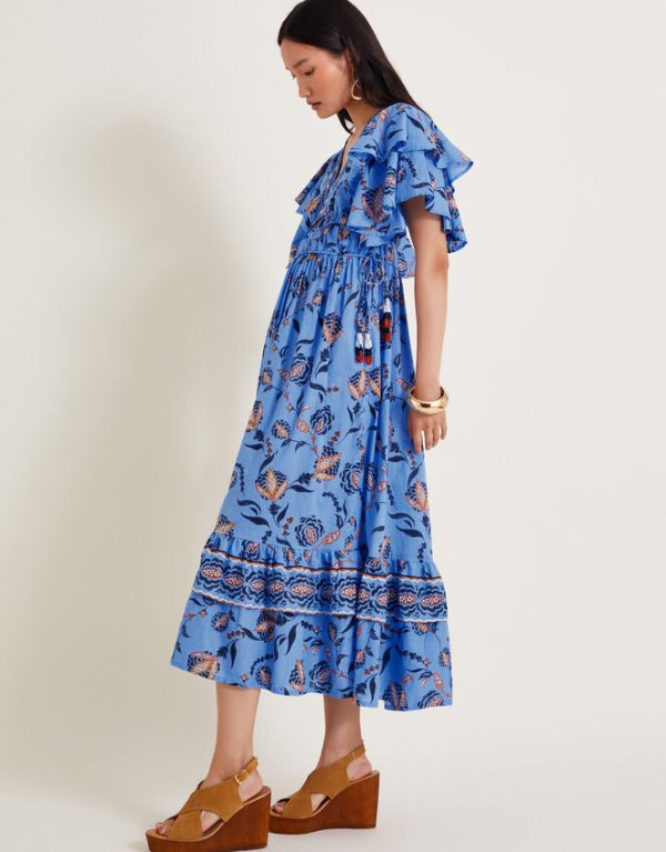 Monsoon Clara Frill Dress Blue - Image 5