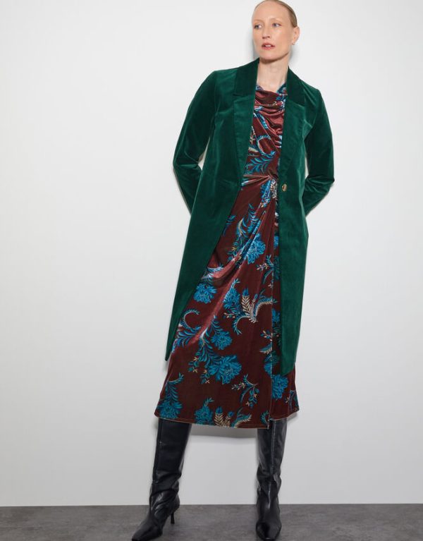 Monsoon Amalia Velvet Coat Teal - Image 5