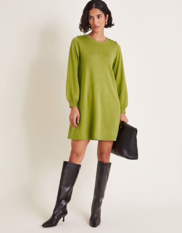 Monsoon Susie Mini Jumper Dress Green - Image 5