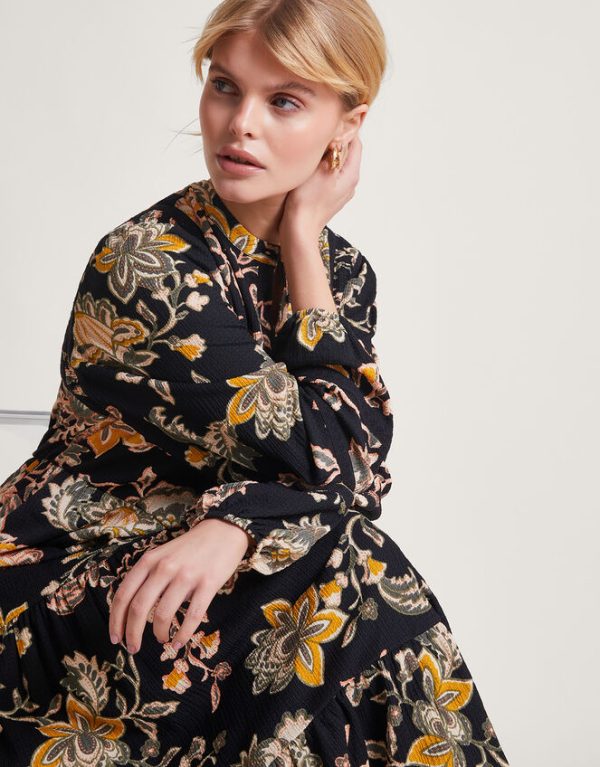 Monsoon Juliet Floral Midi Shirt Dress Black - Image 4