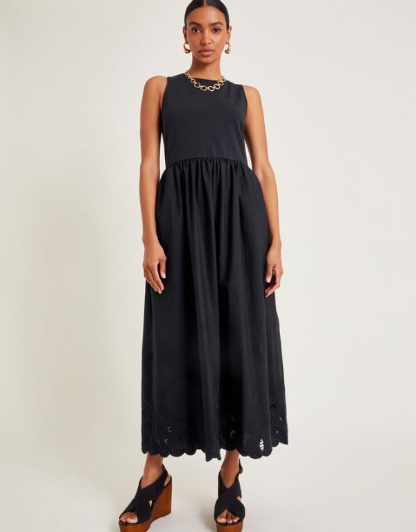 Monsoon Esme Embroidered Sleeveless Midi Dress Black - Image 4