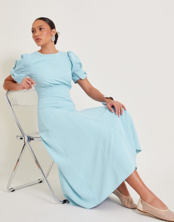 Monsoon Belle Bow Sleeve Midi Dress Blue - Image 5