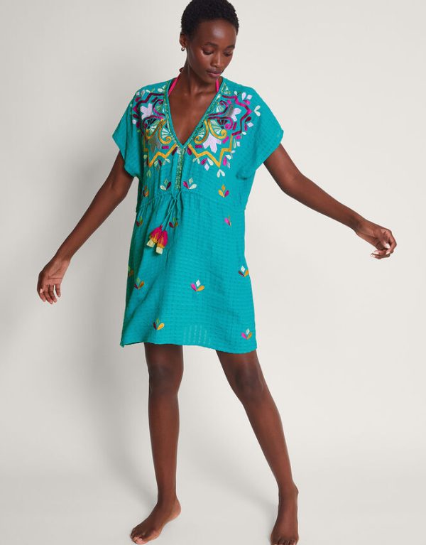 Monsoon Bonita Embellished Kaftan Blue - Image 4