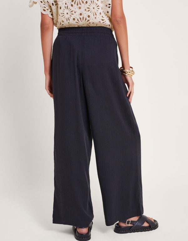 Monsoon Lana Wide Leg Trousers Black - Image 4