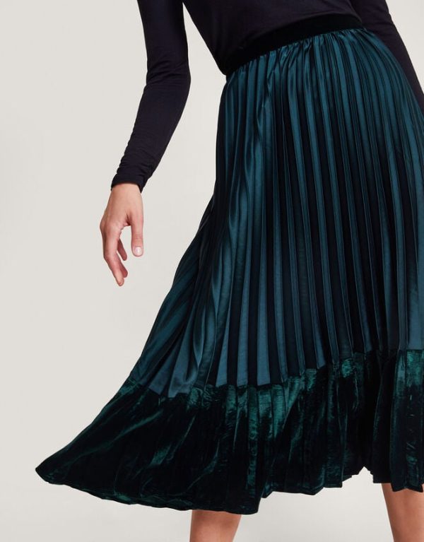 Monsoon Brielle Pleated Midi Skirt Green - Image 5