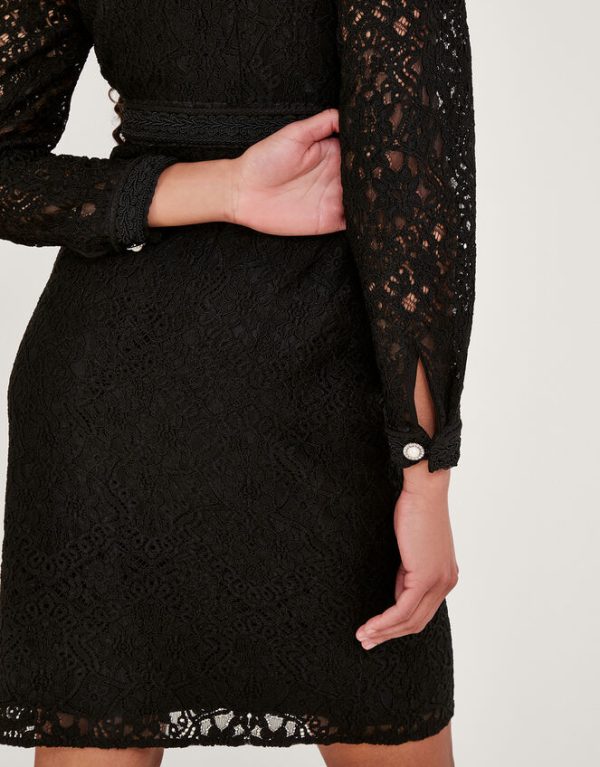 Monsoon Lillian Lace Shift Dress Black - Image 4