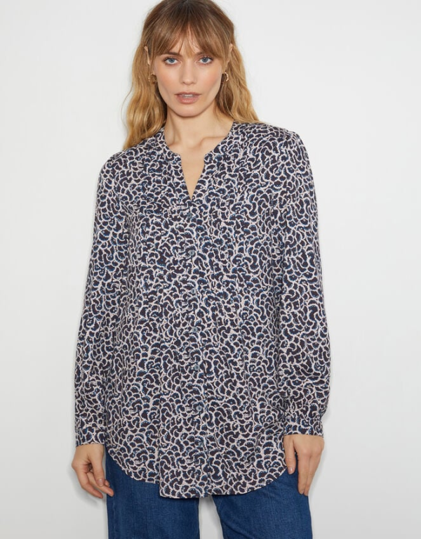 Monsoon Molly abstract print pintuck blouse blue - Image 2