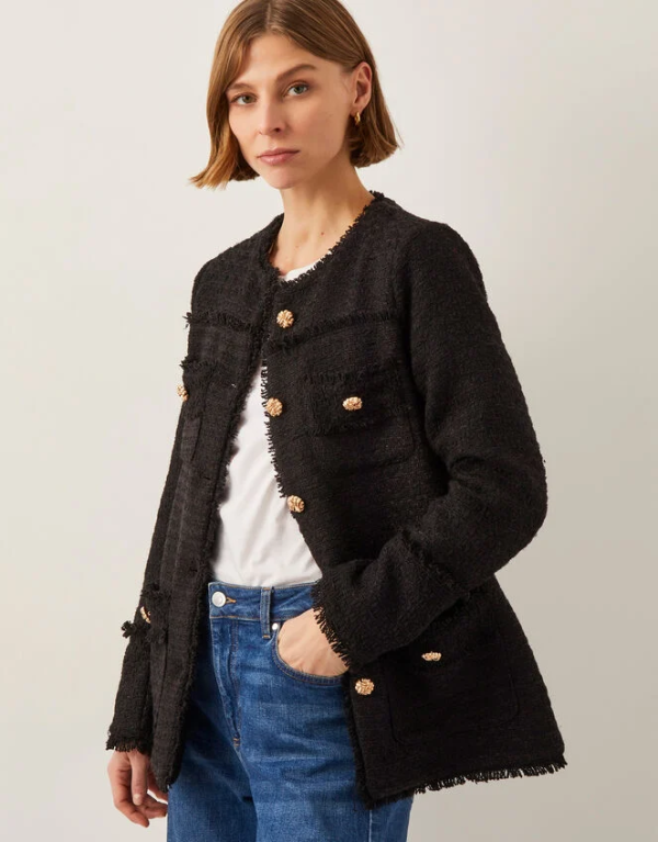 Monsoon Harriet tweed jacket black