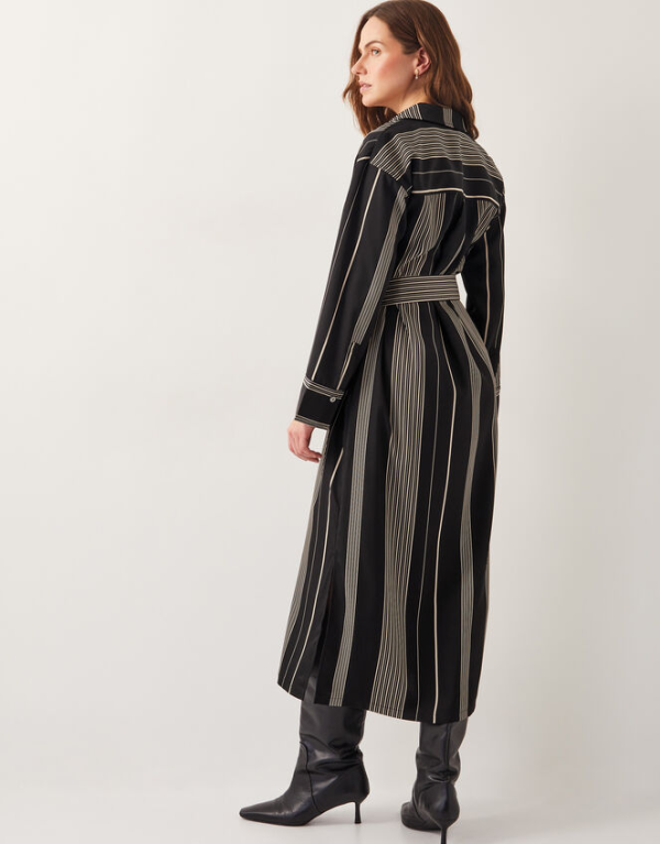 Monsoon Andi stripe midi shirt dress black - Image 3